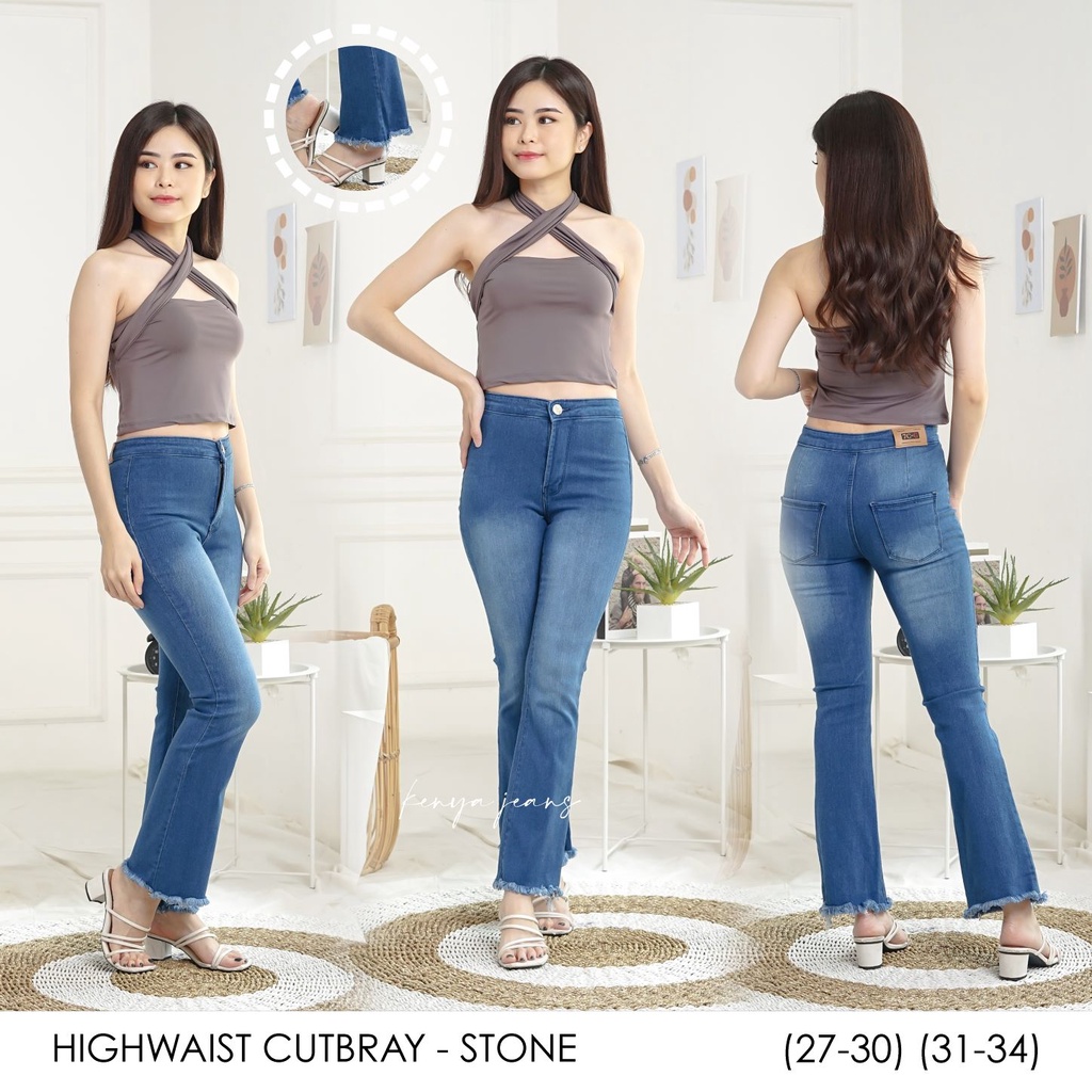 7C-G CELANA JEANS PREMIUM HIGHWAIST CUTBRAY BIRU JEANS /HIGHWAIST BOOTCUT /STREACH /27 - 34