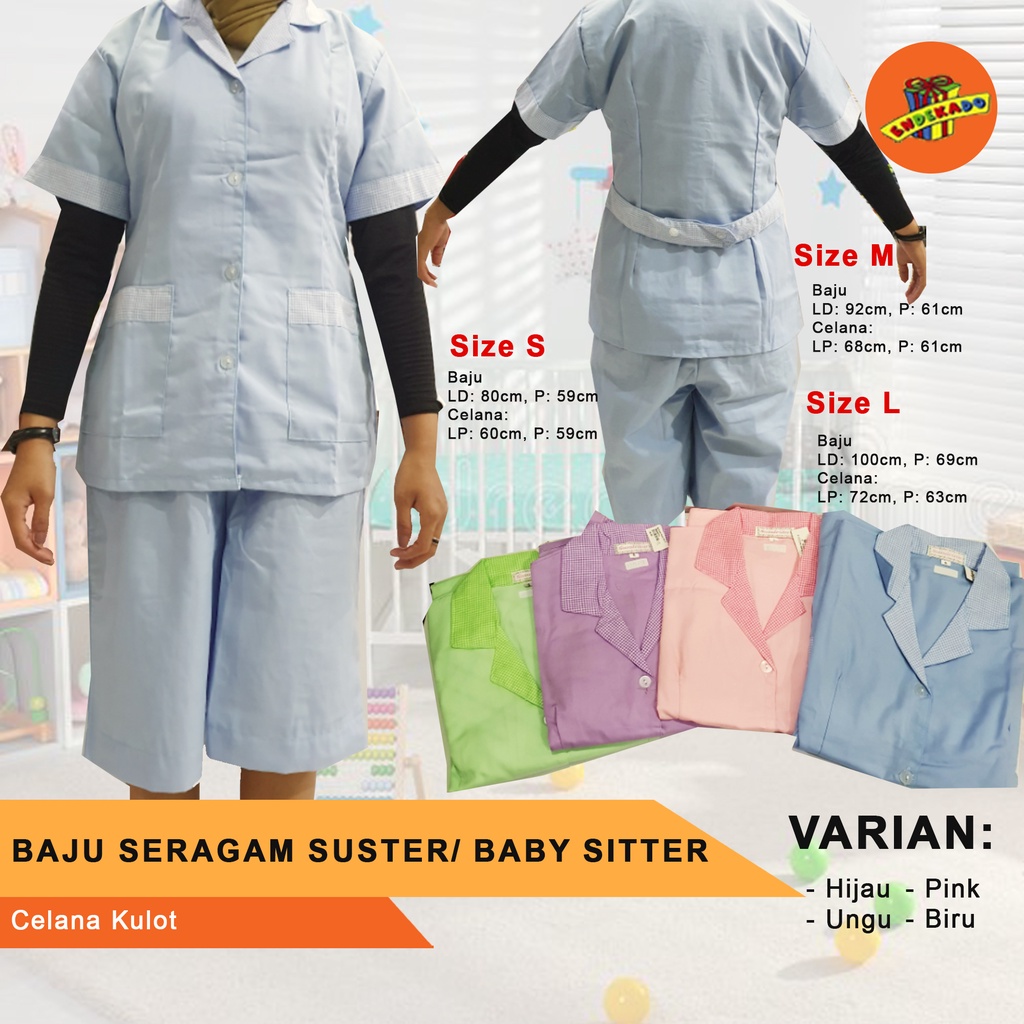 BAJU SERAGAM SUSTER/ BABY SITTER CELANA KULOT - Seragam Pengasuh Anak