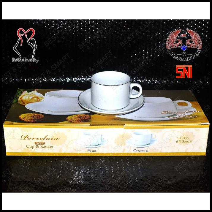 Jual Cangkir Keramik Set Jm Putih Cangkir Tatak Saucer Kopi Teh 6 Set Shopee Indonesia 5546