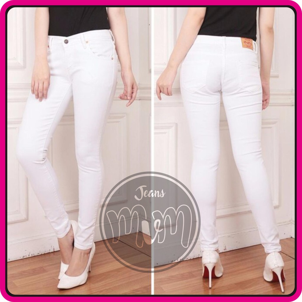  Celana  Jeans  Wanita Putih Ukuran  27 28 29 30 31 32 33 34 S 