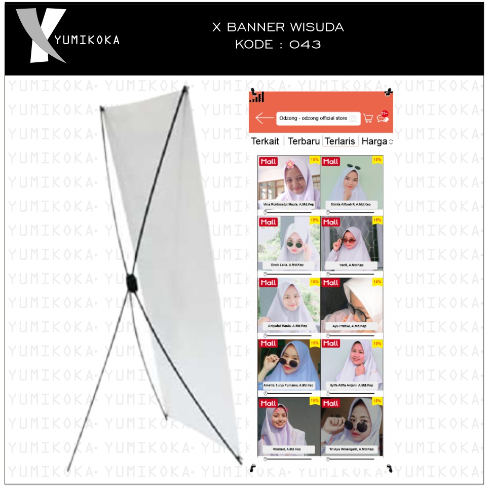 PAKET STAND BANNER XBANNER ACARA WISUDA KELULUSAN PROTOKOL KESEHATAB PERNIKAHAN MOTIF SHOPEE