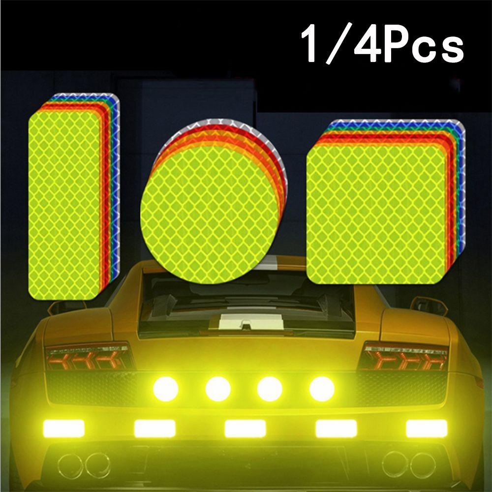 Top 1/4Pcs Strip Reflektif Mobil Stiker Bumper Pintu Kotak/Biru/Orange/Putih/Kuning Baru