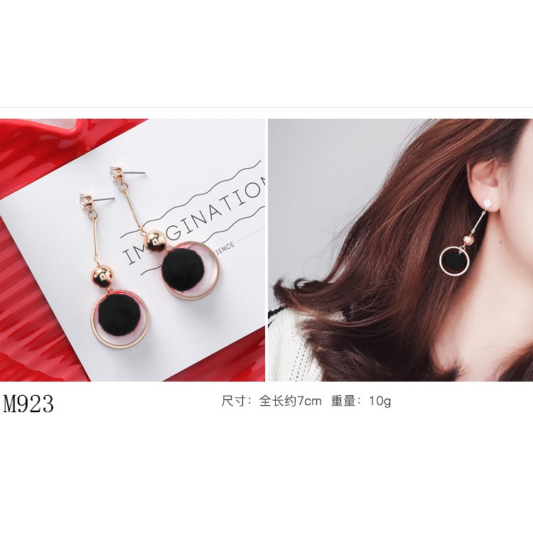 Anting Fashion Wanita Korea Style Terkini Model Bola Kombinasi Ring Dan Stud Diamond 232