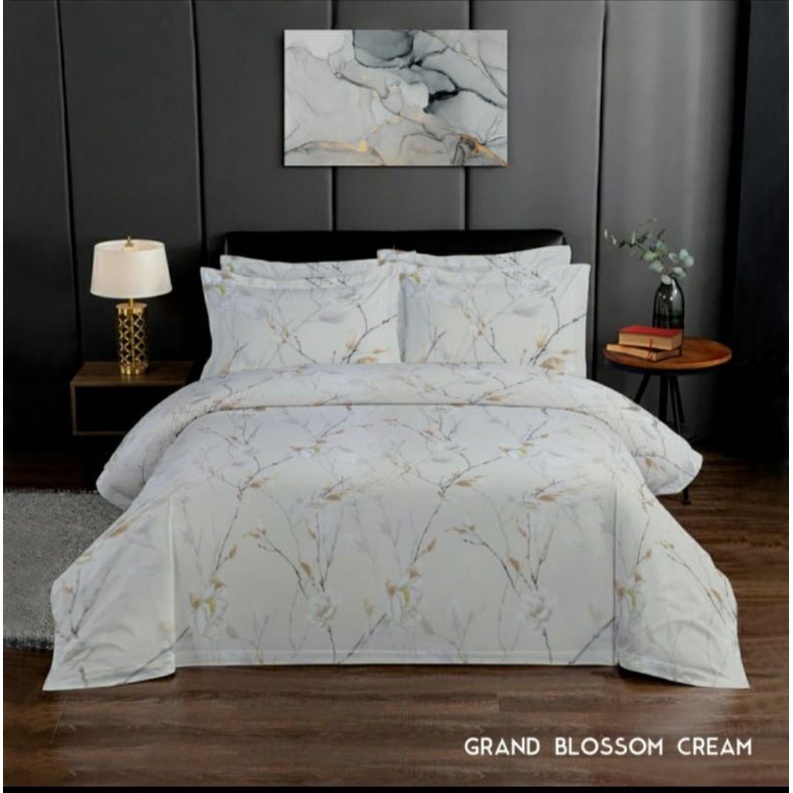 Celina by King Rabbit Cotton Silk Bed Cover Double Motif Grand Blossom Cream