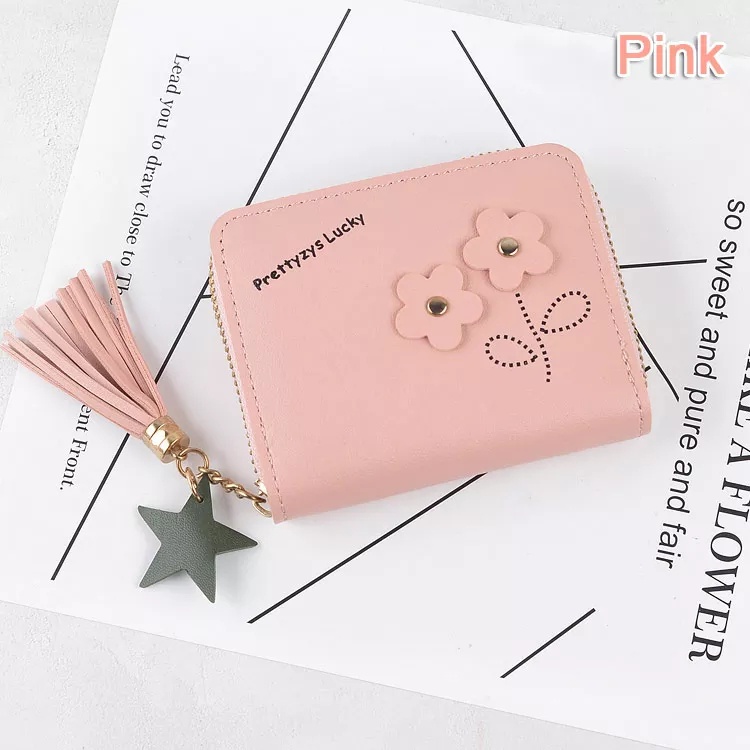 Dompet Koin Wanita BS57 Dompet Fashion Prada Classic Motis Bunga Bahan Kulit PU