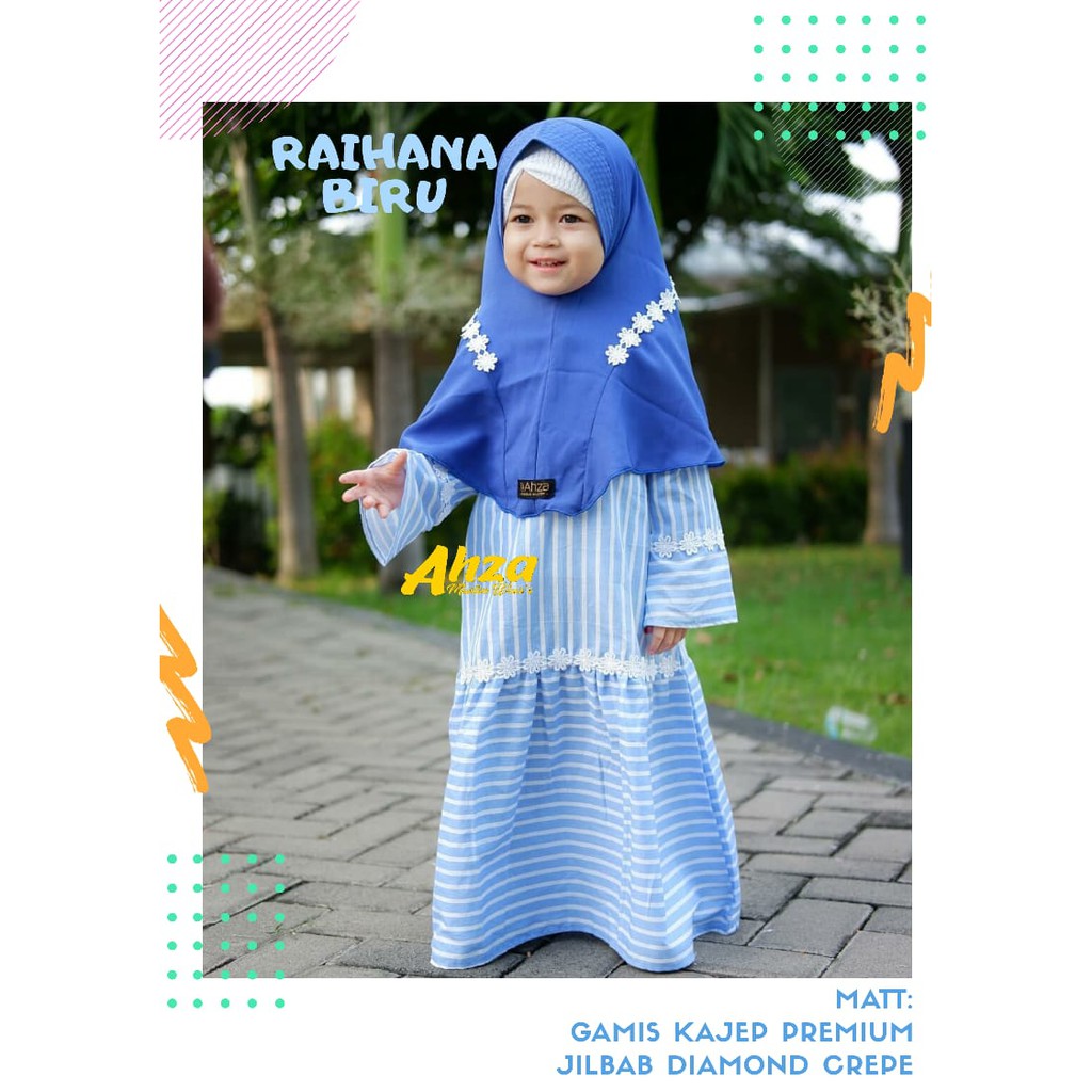 Gamis Raihana 4 warna by Ahza/gamis anak/dress anak/baju anak/gamissyari anak/gamis set hijab