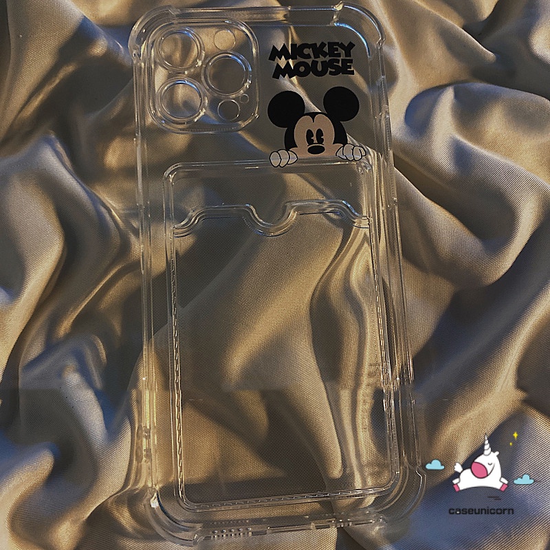 Soft Case Bahan Tpu Dengan Slot Kartu Tahan Banting Motif Mickey Minnie Untuk iPhone 7 8 6 6s 14 Plus 11 12 13 14 Pro MAX XR X XS MAX SE 2020