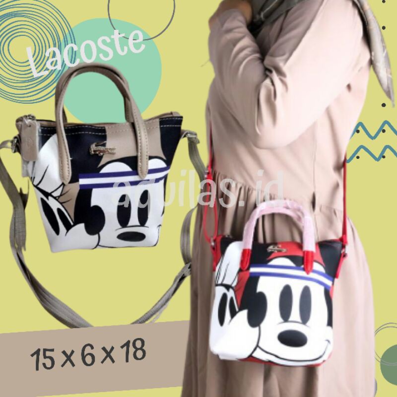 Lacoste Mickey Totebag selempang wanita / Tas Kerja Murah / Lacoste mickey mouse