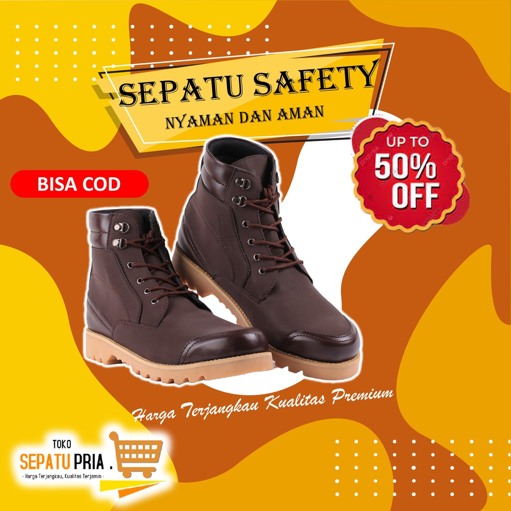 Sepatu boots sneakers original casual keren sepatu safety sport pria cowok