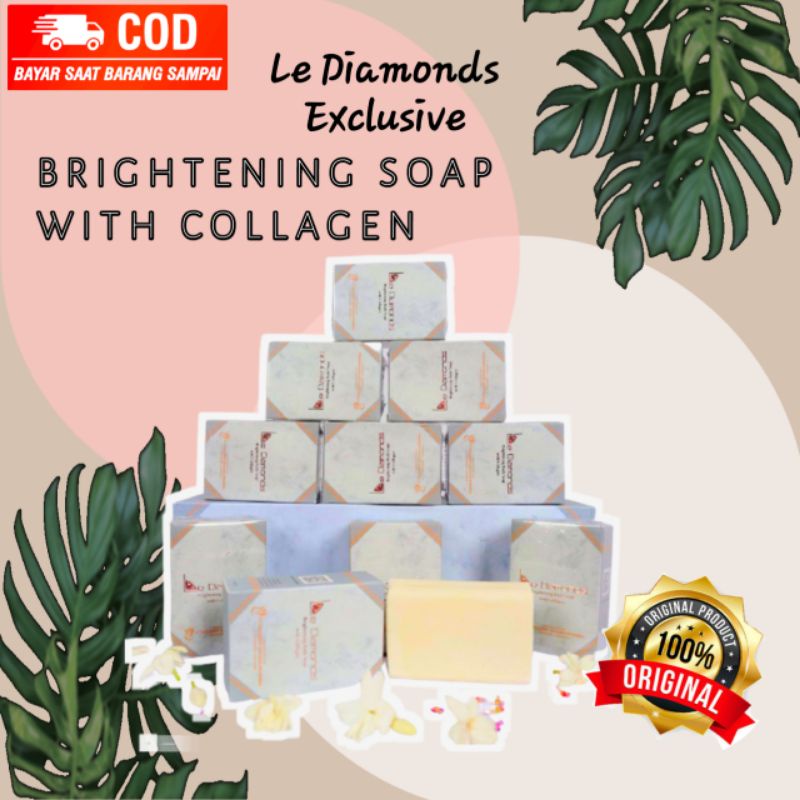 (READY STOK) Sabun Wajah dan Badan / Le Diamonds Exclusive Brightening Soap With Collagen Ori BPOM