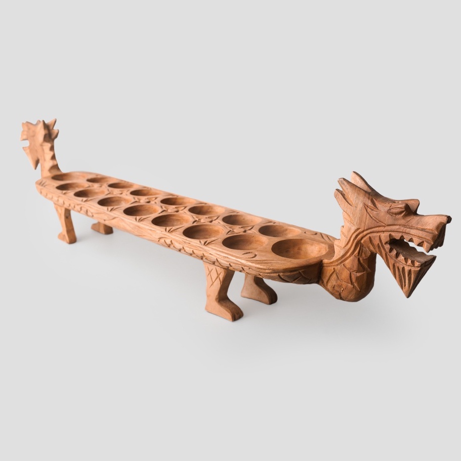 Congklak Kayu Jati Motif Naga