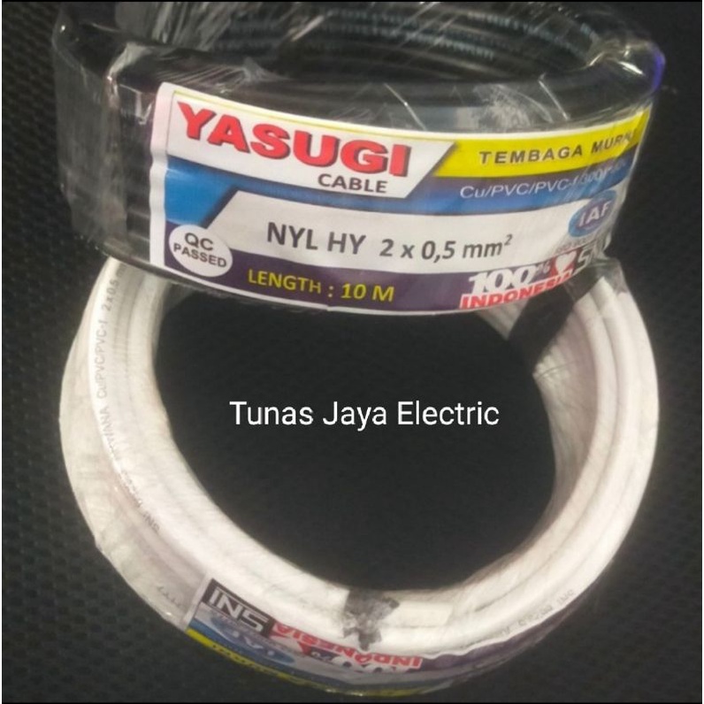 Kabel Serabut NYMHY / NYYHY 2x0,5mm @10M Tembaga Murni YASUGI Standar SNI