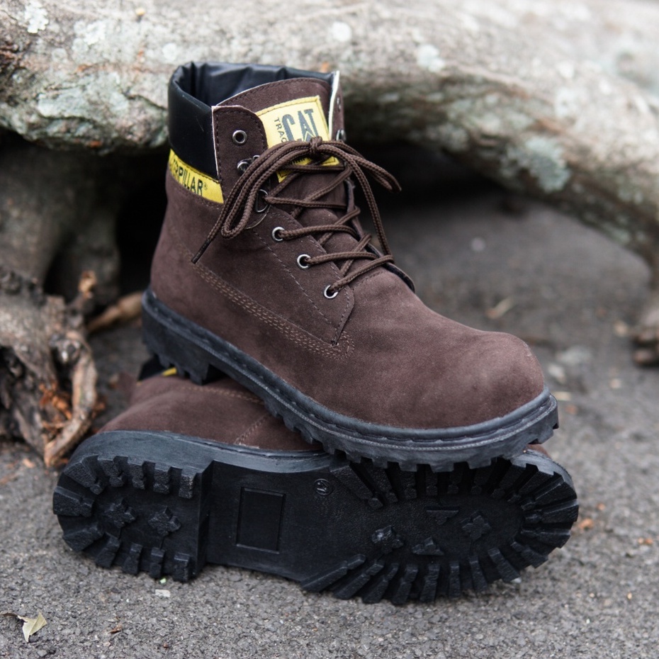 SEPATU SAFETY BOOTS PRIA SAFETY CATERPILLAR SHOES COWOK TOURING TRACKING UJUNG BESI KERJA PROYEK LAPANGAN