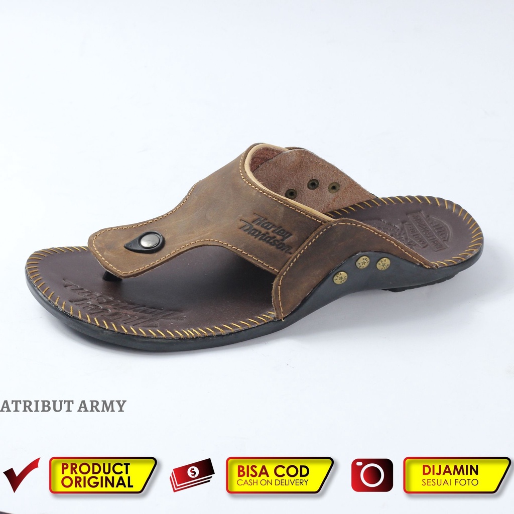 SANDAL JAPIT KULIT ASLI PRIA HARLEY DAVIDSON FULL UP l SENDAL JEPIT KULIT ASLI PRIA SANDAL CASUAL/ SENDAL JEPIT SLIDE HERLEY KULIT GOSOK - SH04