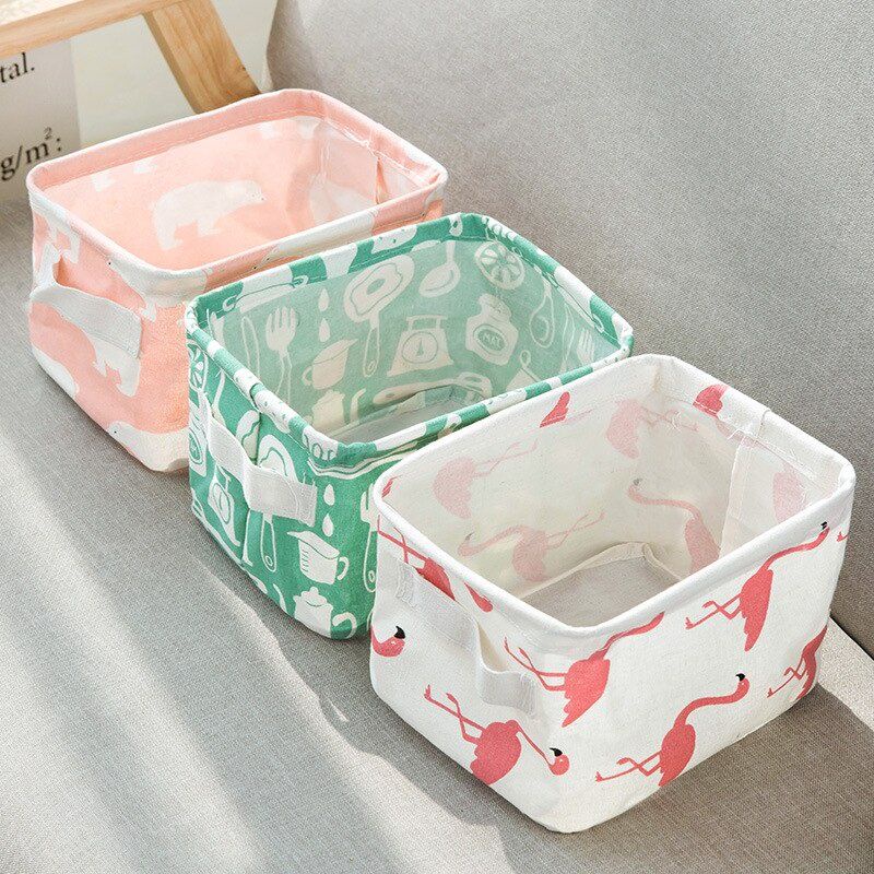 Desktop Storage Box Kotak Penyimpanan Organizer Make Up Kosmetik Alat Tulis Alat Mandi / Kotak Penyimpanan Canvas / Storage Canvas Lipat Serbaguna