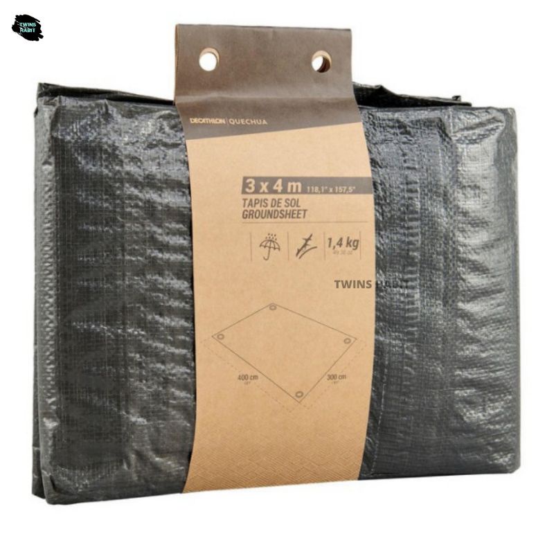 QUECHUA Groundsheet Terpal Tahan Air Untuk Tenda Camping 3 × 4 meter