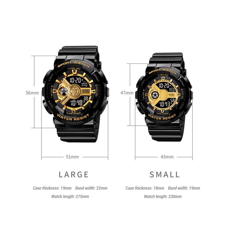 Jam Tangan SKMEI 1828 Fashion Digital Watch Men Shockproof Waterproof Dual Wristwatches LED Chrono