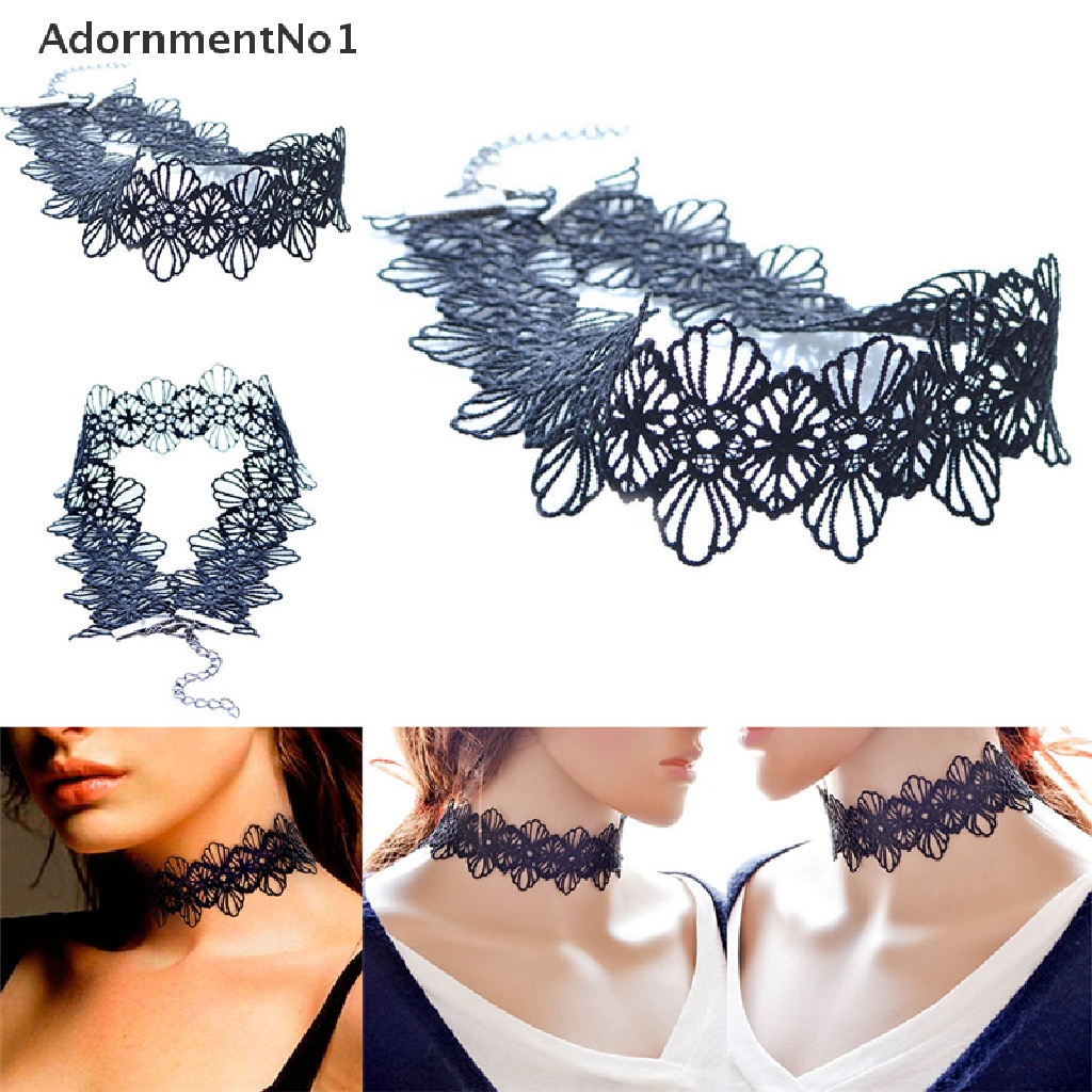 (AdornmentNo1) Kalung Choker Lace Gaya Retro Vintage Gothic Untuk Perhiasan Wanita