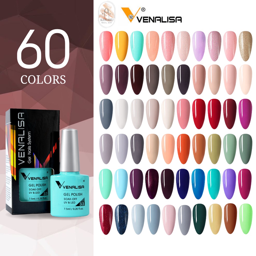 Venalisa Kutek Gel Nail Polish Soak Off UV LED 60 warna No.  60-90