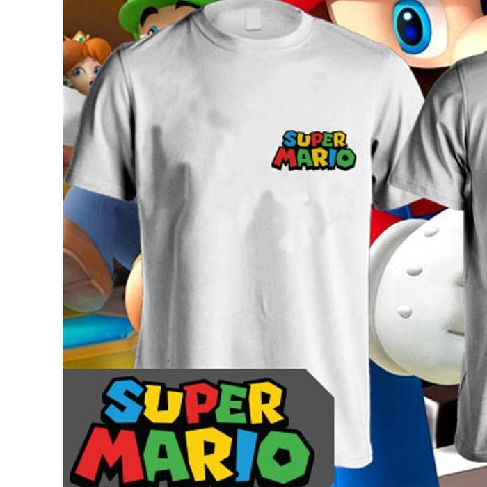 Kaos Baju Combed 30S Distro LOGO KECiL SUPER MARiO BROS baju tshirt