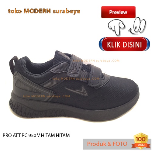 Sepatu anak sekolah sepatu sneakers velcro PRO ATT PC 950 V HITAM HITAM