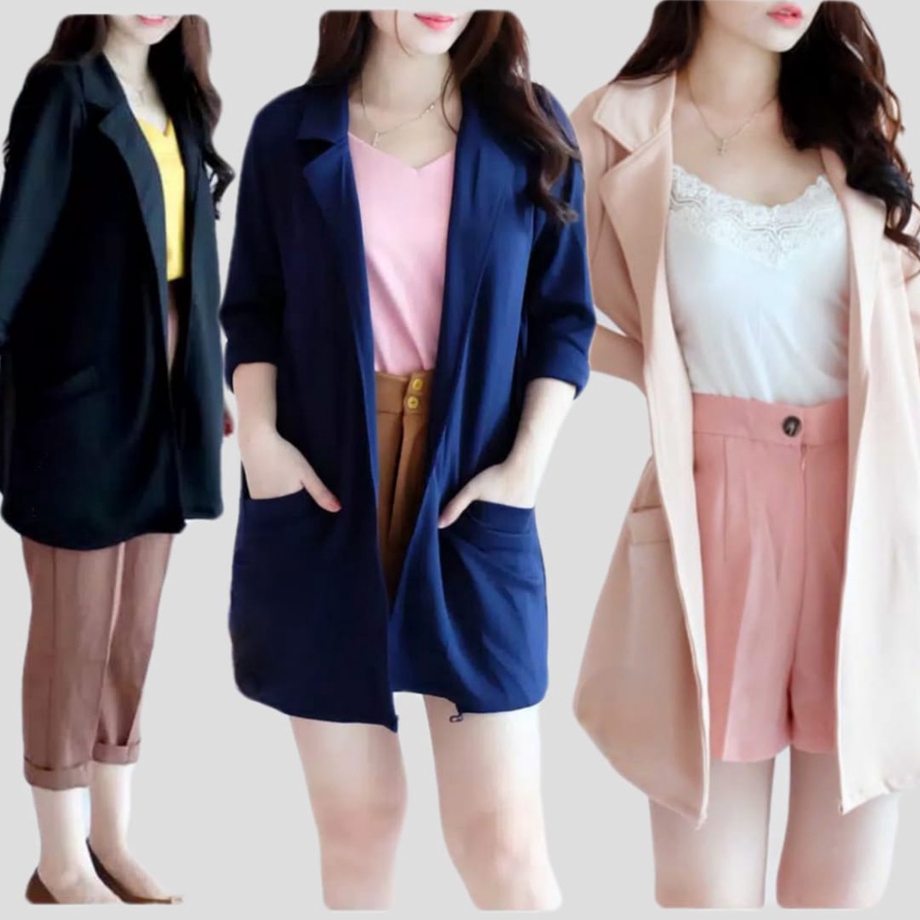 BLAZER WANITA SCUBA SIMPEL ELEGAN / OUTER SCUBA / BLEZER SCUBA PREMIUM / OUTER BASIC POLOS SCUBA