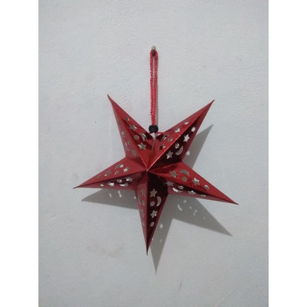 paper lantern 3D pentagram bintang 30cm  idul Fitri. natal xmas