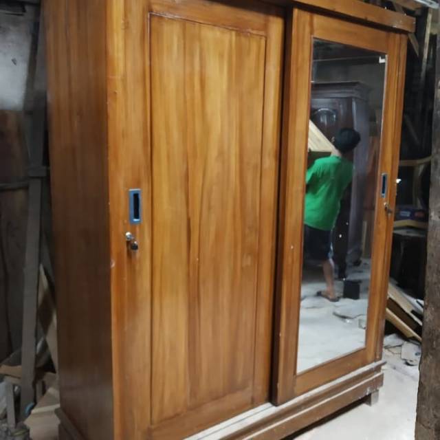 Lemari 2 pintu jumbo jati asli