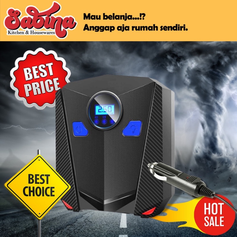 Pompa Angin Ban Mobil Elektrik Portable Inflator 150 PSI LCD LED Light