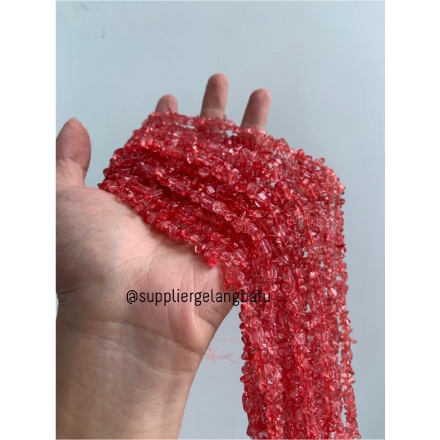 kerikil SOFT RED QUARTZ kuarsa merah terang 1cm renteng kaca aksesoris bahan kalung bali etnik bahan gelang craft aksesories kerajinan tangan vintage fashion week