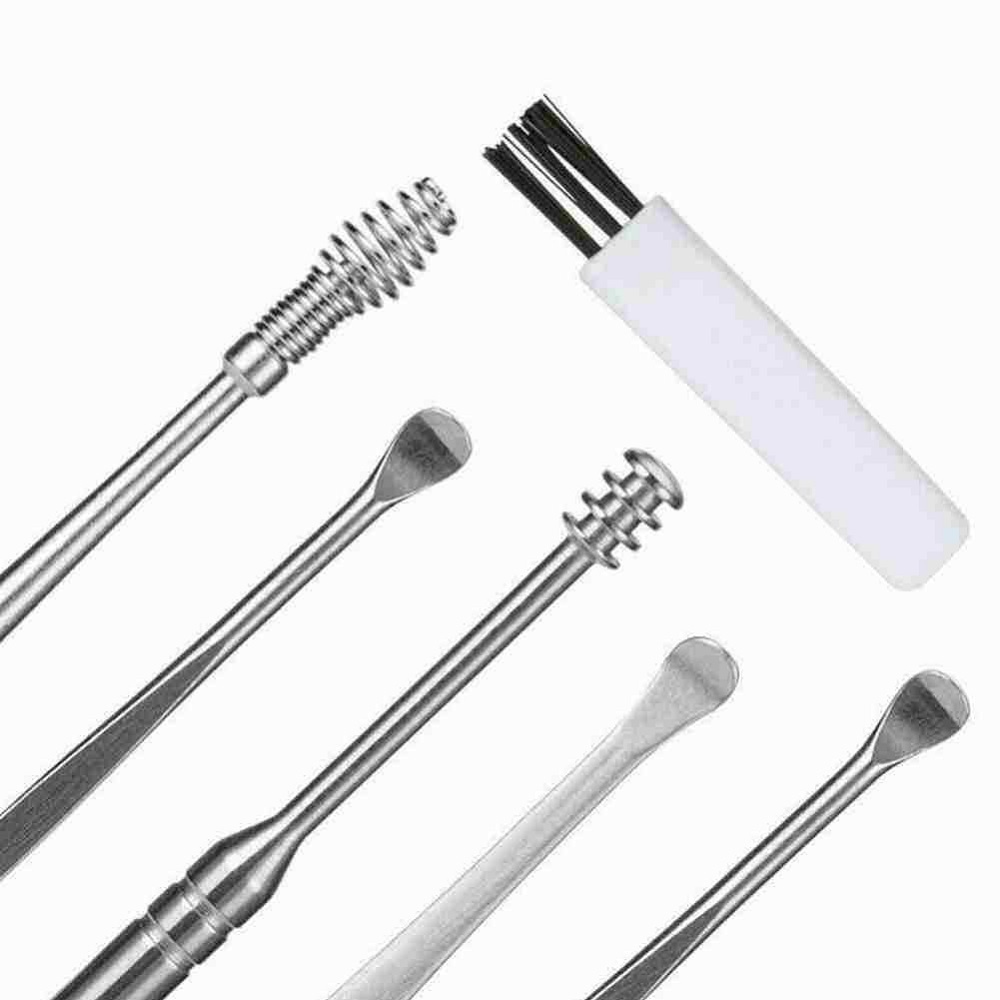 6pcs / Set Alat Pembersih Kotoran Telinga Bahan Stainless Steel