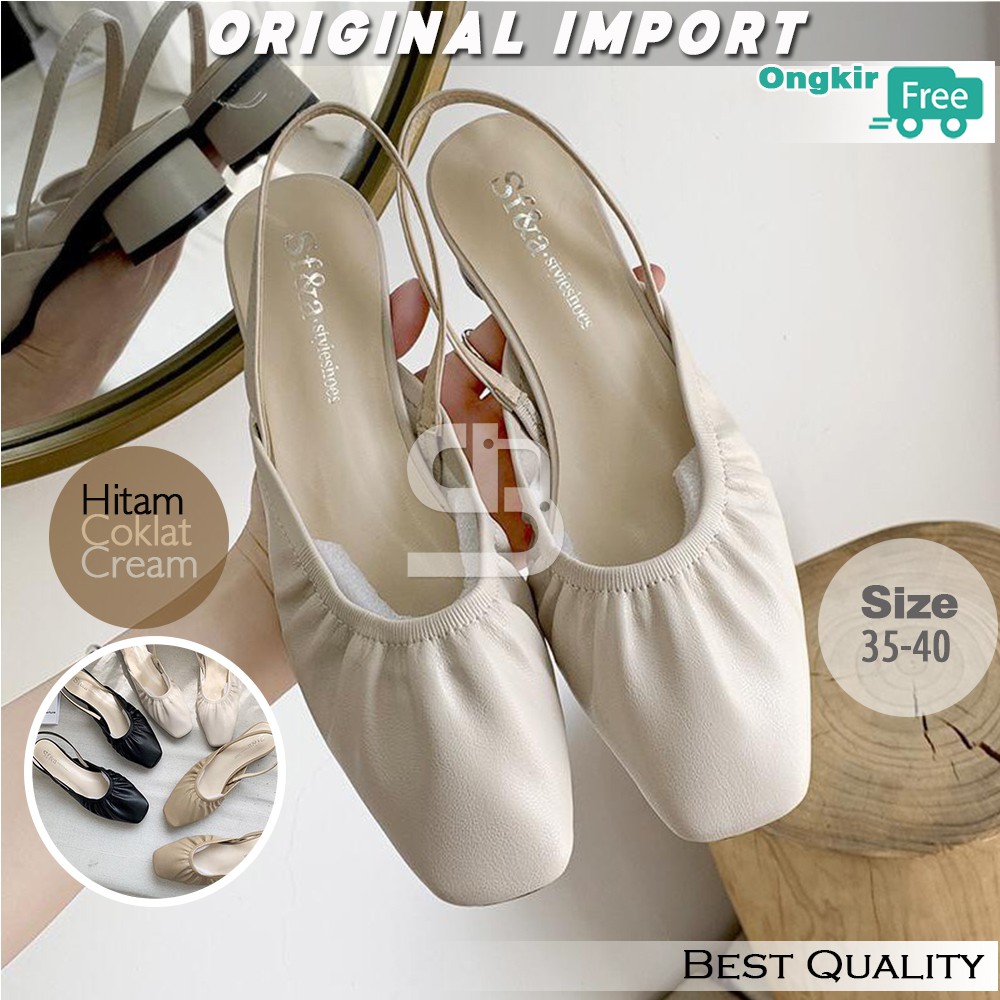 Sepatu Sandal High Heels Tali Wanita Import Warna Hitam Khaki Cream Size 35-39