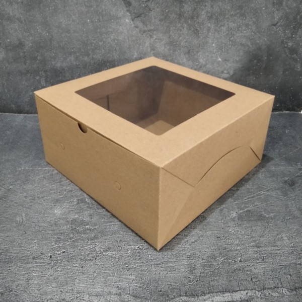 

Dus Kaca Kraft Coklat 25x25x12 isi 10pcs Dus Kue Laminasi
