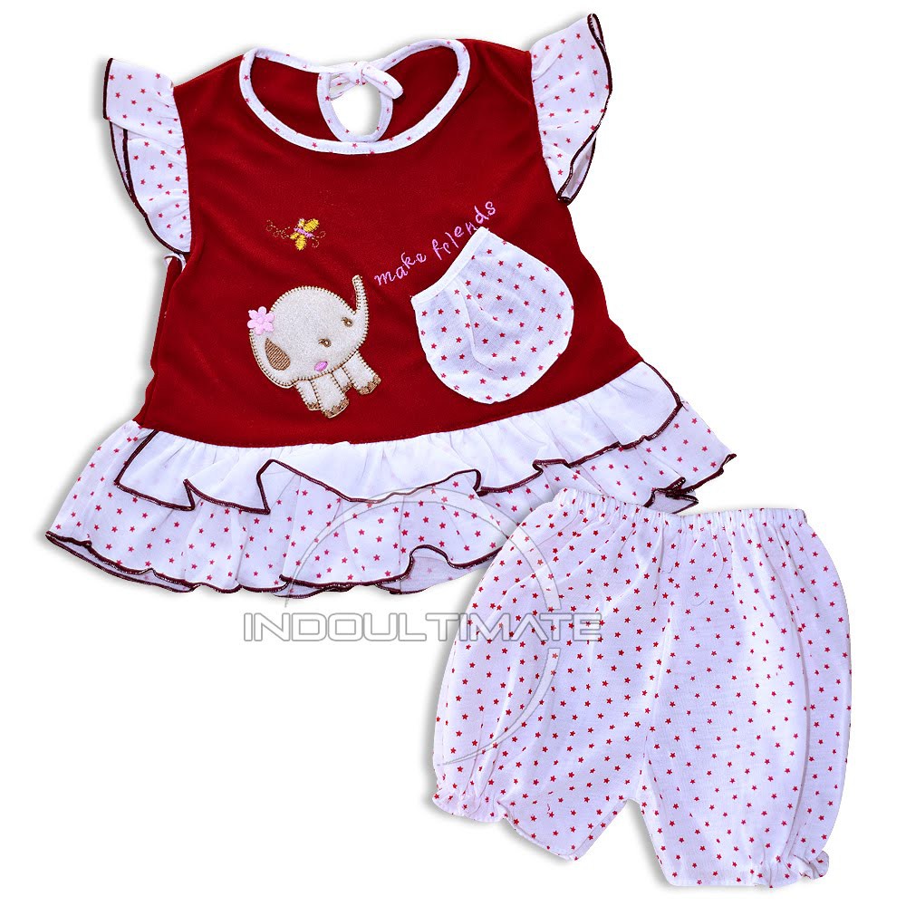 Setelan Baju Bayi Perempuan Baru Lahir Newborn Murah Dress Baju Bayi 0-6 Bulan Set Celana BCS-084