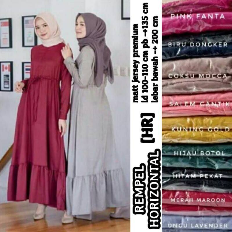 [Fashion Muslim] Gamis JERSEY REMPEL MIRING zahra premium | polos | terlaris