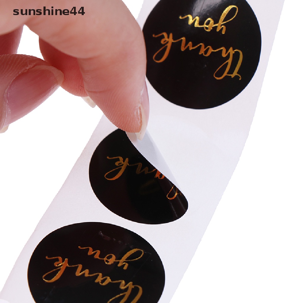 Sunshine 500pcs Stiker foil Emas Tulisan thank you Untuk Segel Amplop / Scrapbook