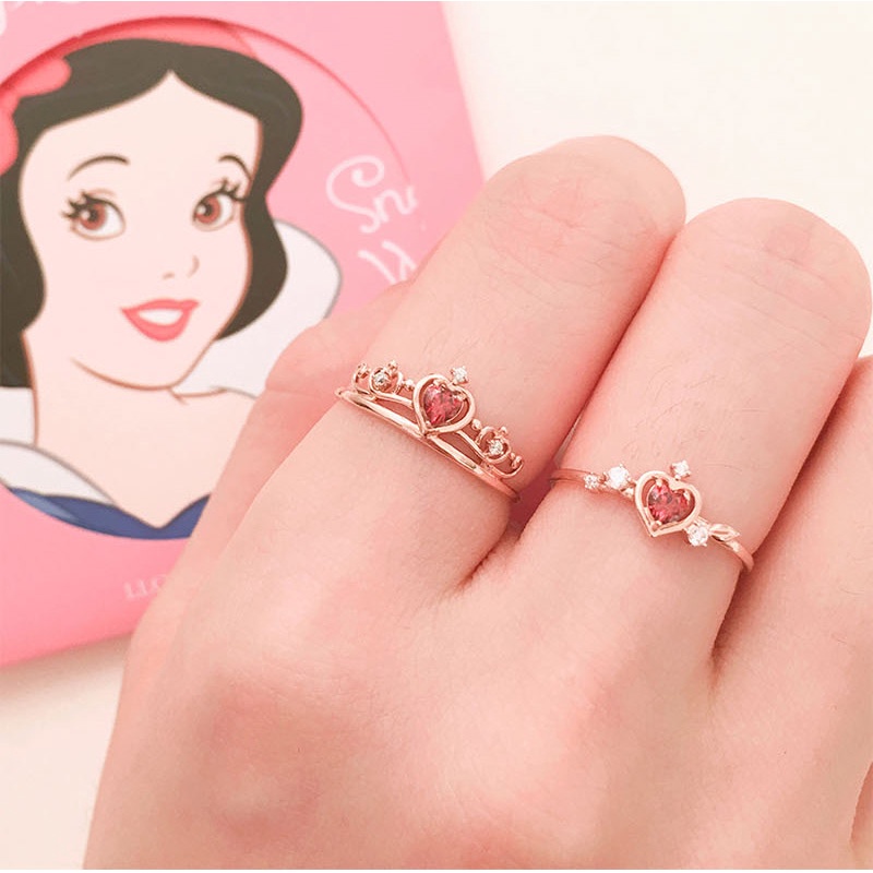 Cincin Model Terbuka Dapat Disesuaikan Desain Disney Princess Bahan 925 Silver Untuk Hadiah