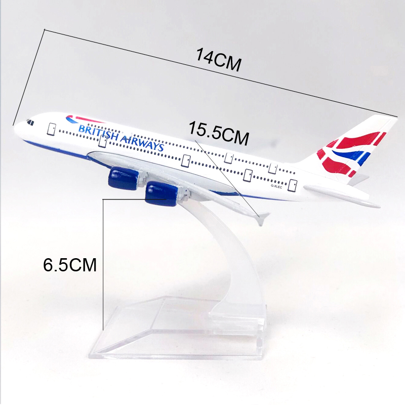 Miniatur Diecast Pesawat UK Airbus 380 A380 Bahan Alloy Metal Ukuran 16CM Untuk Koleksihadiah