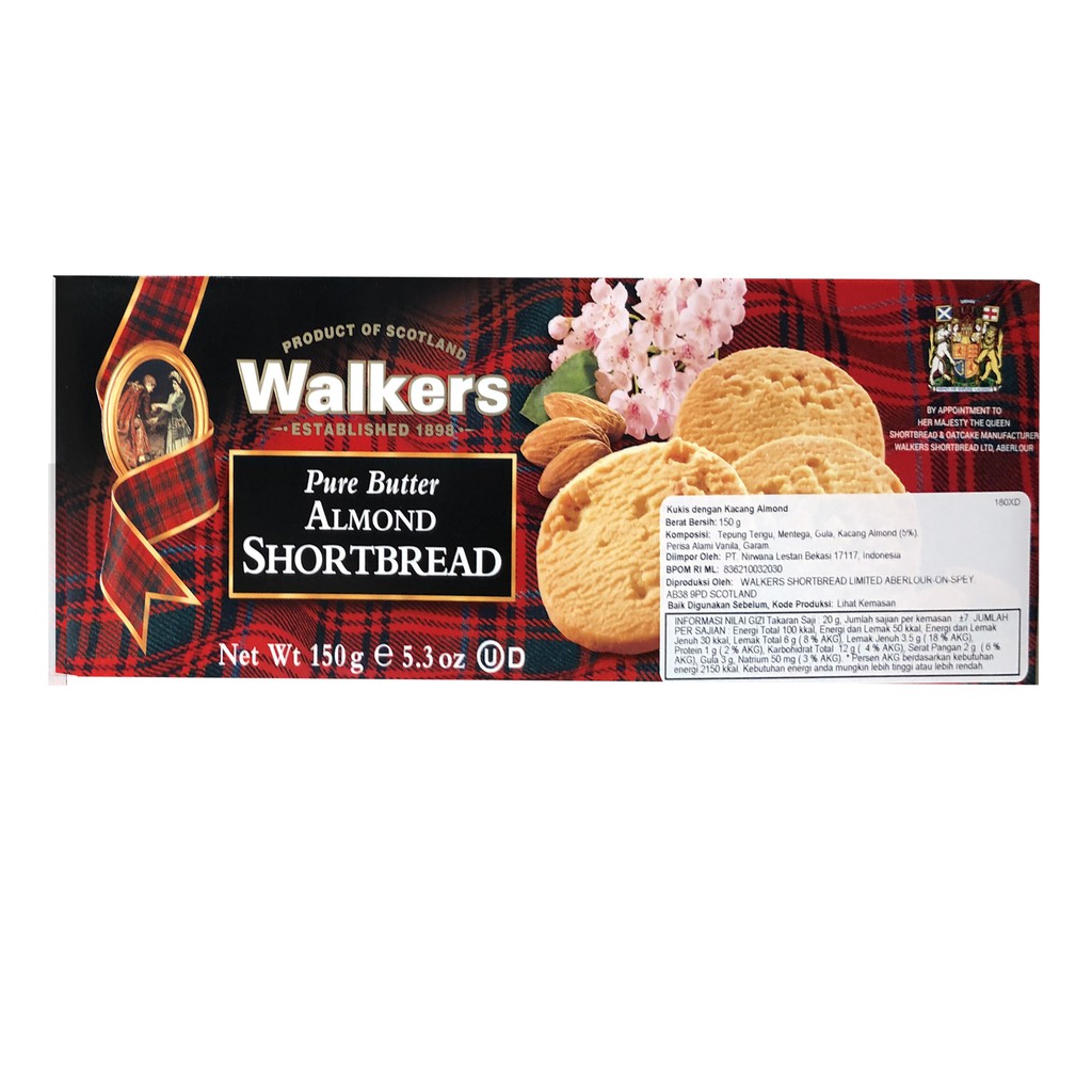 Walkers Pure Butter Chocolate Chip Almond 175gr Cokies Snack Walker