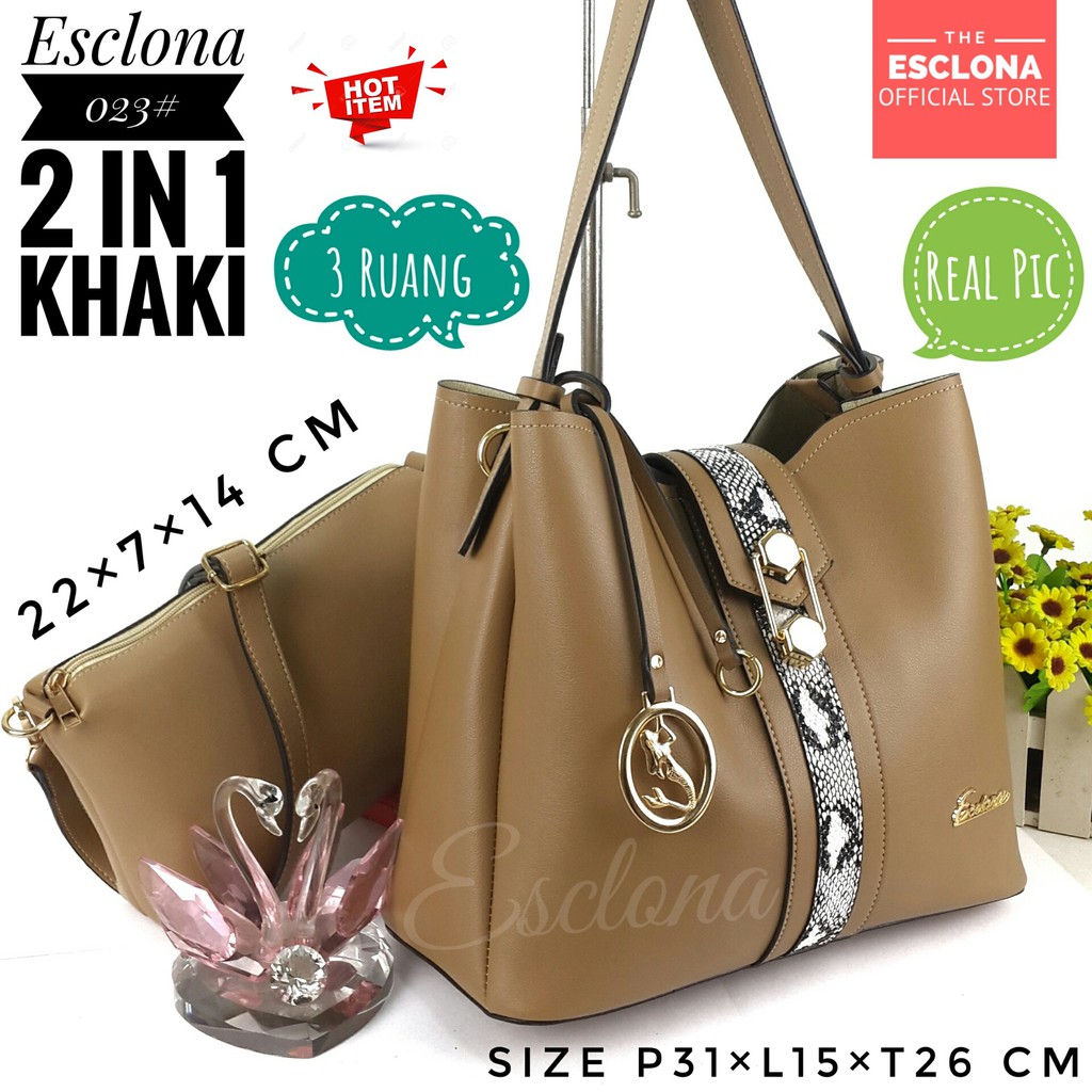 Tas Wanita Import Batam Bag Esclona 023 Selempang Cewek Branded Cantik Grosir Fashion Murah Handbag Original Besar Kantor Kerja Kuliah Premium Super Populer Terbaru Terlaris Hobo Ibu Emak Dewasa Santai Berpergian Shoulder Bahu