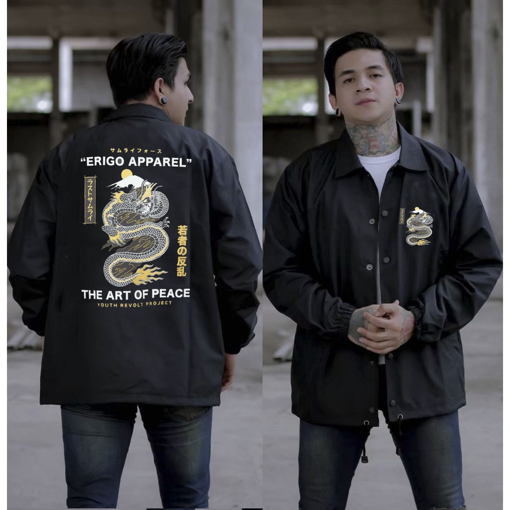 Coach erigo Jacket remaja Apparel NAGA jepang jaket pria wanita jacket murah distro remaja kekinian terbaru jeket perasut-NAGA HITAM