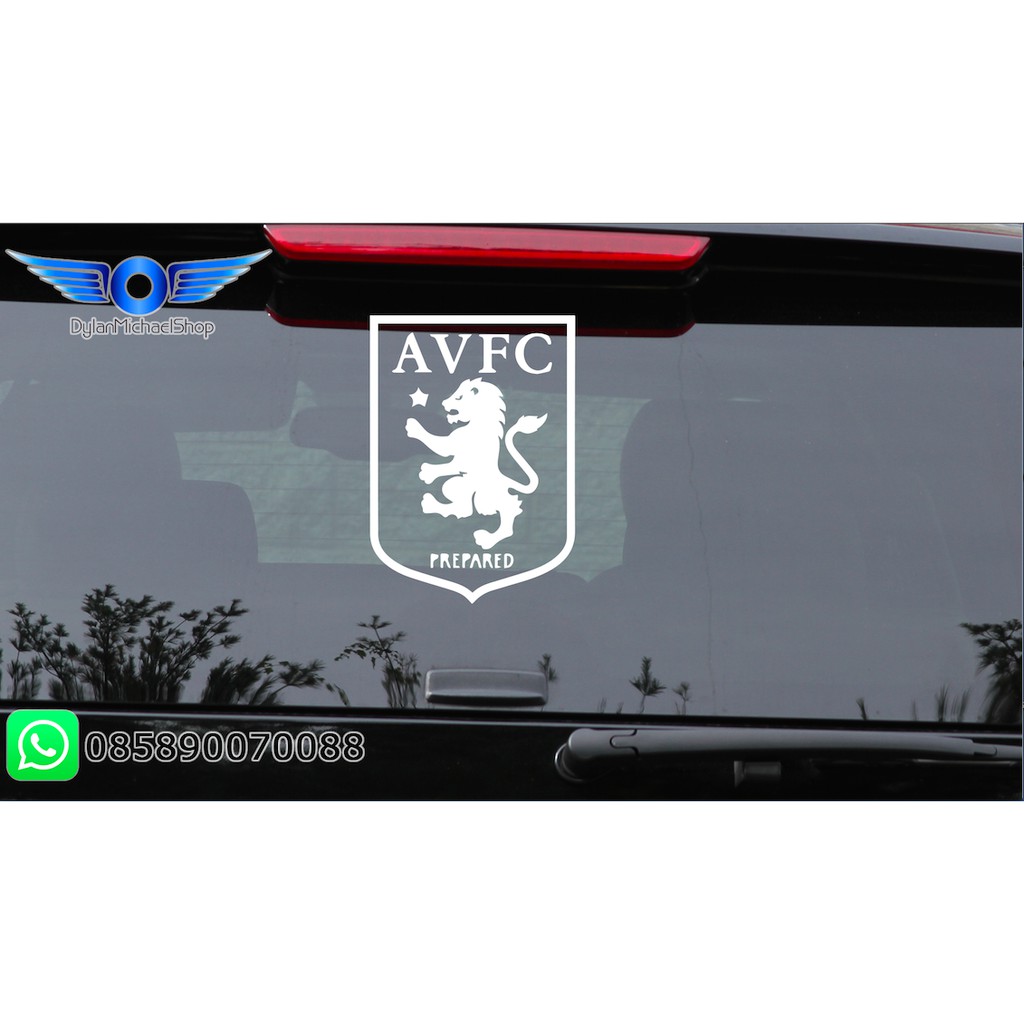 Aksesoris Mobil Stiker Club Bola Aston Villa FC Logo Kaca Body Siluet
