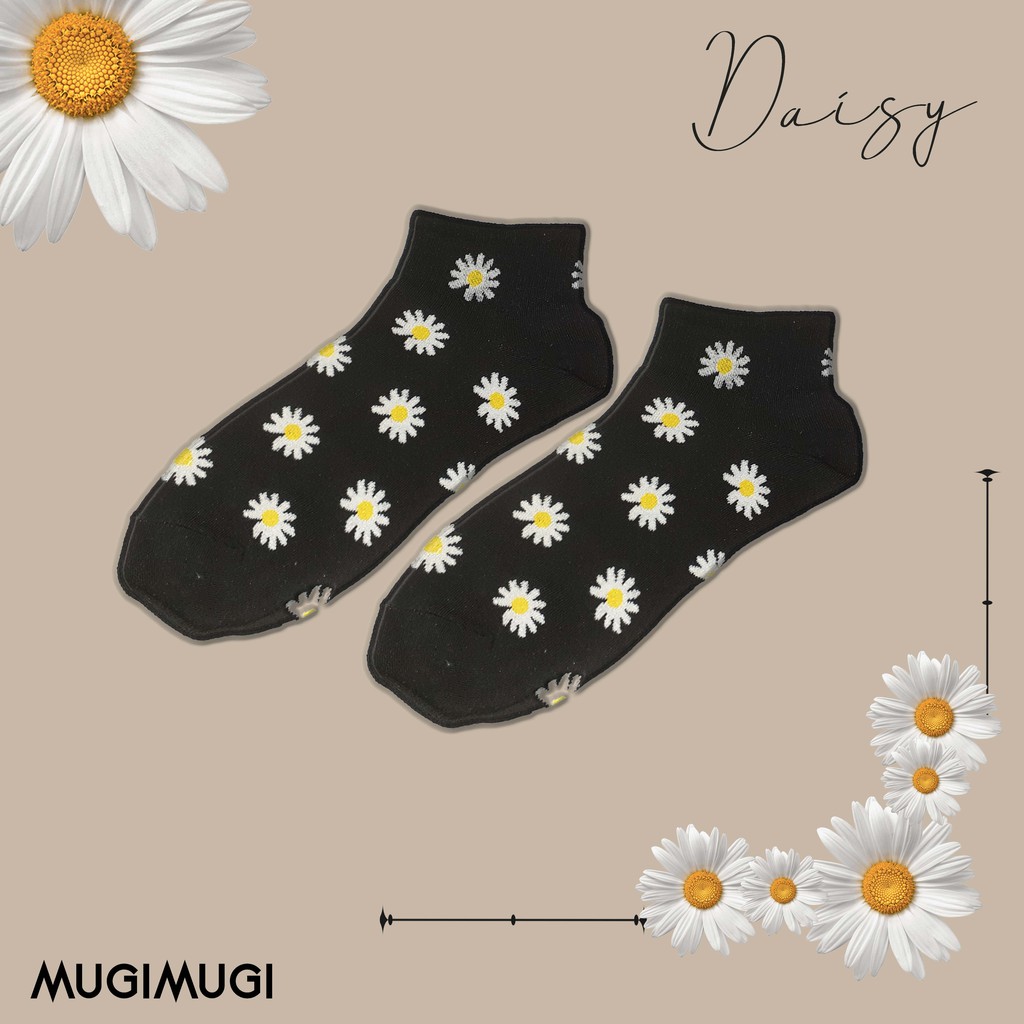 READY STOCK Kaos Kaki Daisy Impor / Kaos Kaki Motif Bunga / Flower Ankle Socks / Kaos Kaki Tumblr