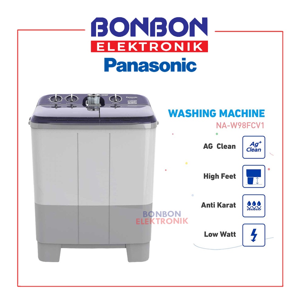 Panasonic Mesin Cuci 2 Tabung 9.5KG NA-W98FCV1/NAW 98 FCV1/NAW98FCV1