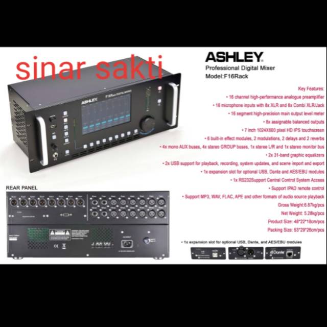 DIGITAL MIXER ASHLEY F16RACK/F16 RACK ORIGINAL GARANSI