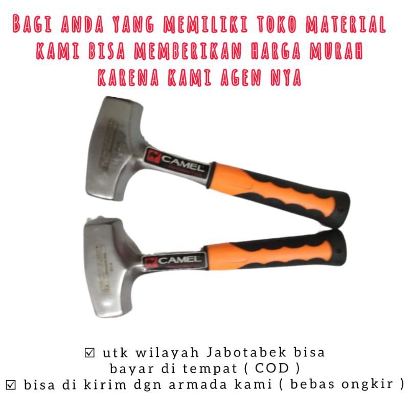 Palu Godam Camel 3LB Bodem Bogem Penghancur Beton Tembok Batu Rubber, alat tukang bangunan, tools-3