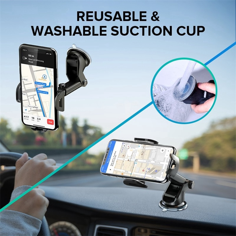 In-car Dashboard Rear View Spion Mobil Dudukan Mobil GPS Phone Holder Handphone Stand Dengan Silicon Sucker | Diputar 360derajat | Grip Kuat | Awet | Satu Handle