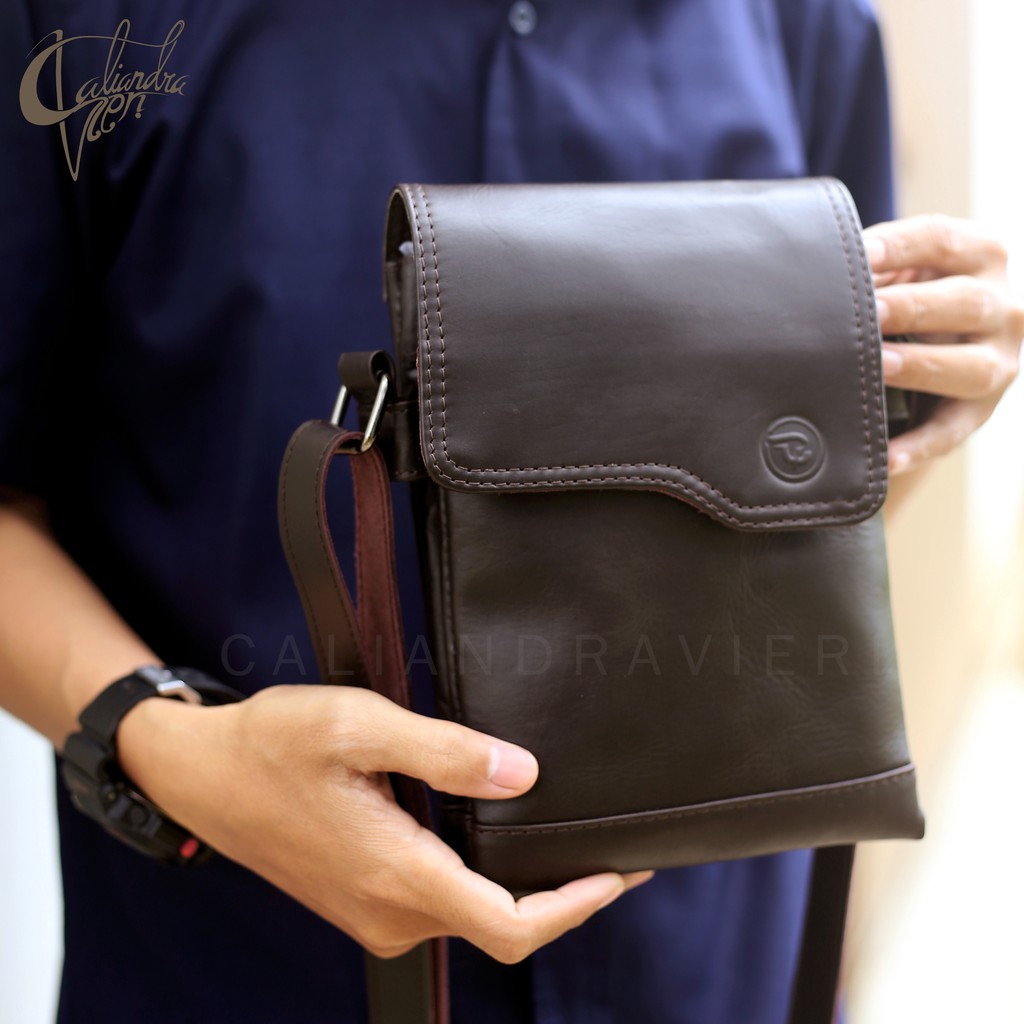 Caliandravieri Tas Selempang Pria Kulit Asli TS1 Slim Minimalist