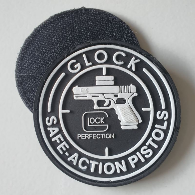 PATCH RUBBER LOGO GLOCK BULAT SAFE ACTION/TEMPELAN EMBLEM KARET VELCRO TACTICAL