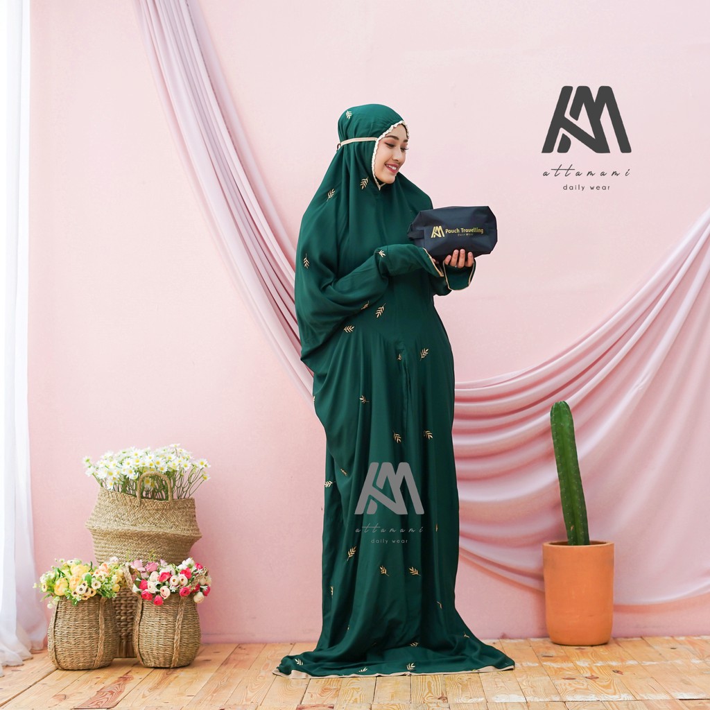 mukena dewasa terusan bordir tropical rayon bordir mewah traveling